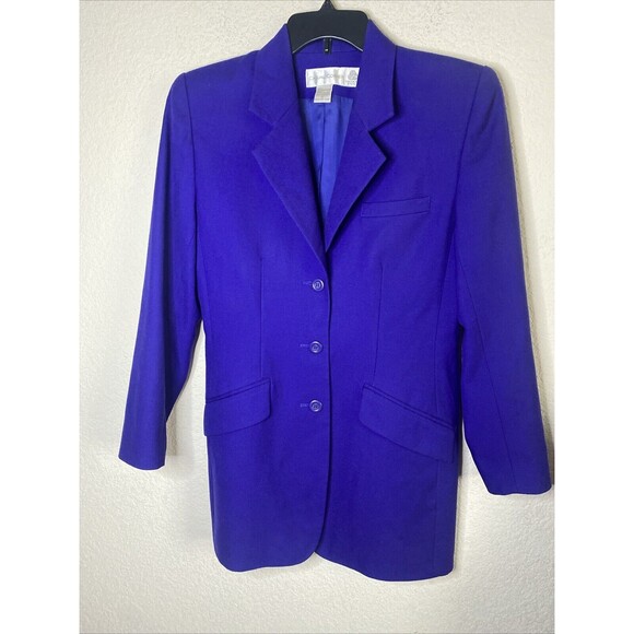 Casual Corner 100% Wool Long Blazer Trench Coat Jacket 6 Vintage luxury - Picture 1 of 12
